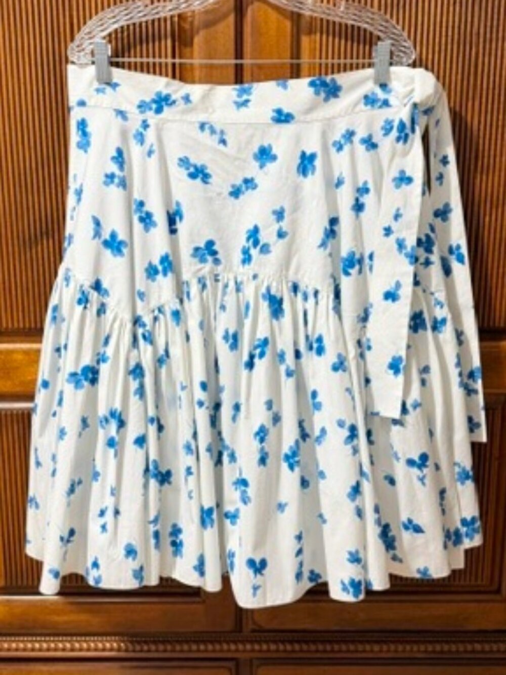 Ralph Lauren Purple Label Wrap Skirt Blue White Floral Cotton Midi A-Line 12